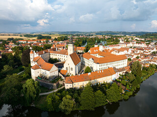 Czechia. Telc Historic Centre Aerial View. Old Town Telc Main Square. UNESCO World Heritage Site. Southern Moravia, Czechia. Europe. 