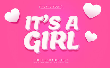 Fluffy white text effect on pink background. Editable font style.