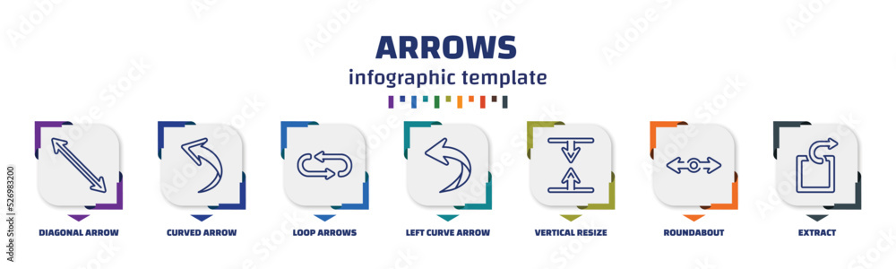 Poster infographic template with icons and 7 options or steps. infographic for arrows concept. included dia
