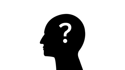 head silhouette with question mark, on the white background, thinking, creativity, solving problems