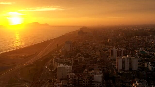 Sunset time-lapse in Costa Verde, Lima Peru.