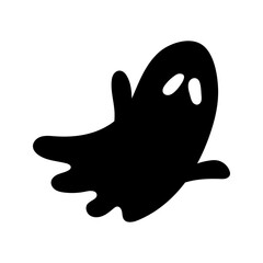 Obraz premium Halloween silhouette black ghost - for cricut, design or decor. Vector illustration, traditional Halloween decorative element. Funny ghost only with eyes silhouette, isolated on white background.