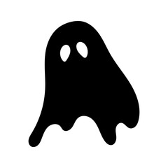 Halloween silhouette black ghost - for cricut, design or decor. Vector illustration, traditional Halloween decorative element. Funny ghost only with eyes silhouette, isolated on white background.