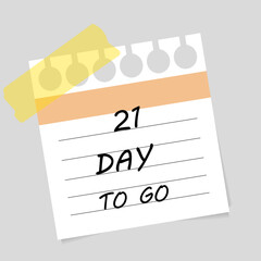Vector illustration. Deadline, calendar, notebook, time management. 21 days left