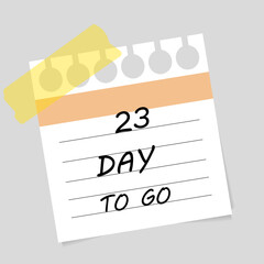 Vector illustration. Deadline, calendar, notebook, time management. 23 days left