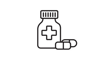 Prescription
Drug Bottle With Editable Stroke Vector illustration. Medicine Bottle Icon Design Template. 
