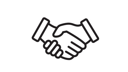 Business handshake or contract agreement line art vector icon