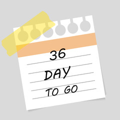 Vector illustration. Deadline, calendar, notebook, time management. 36 days left