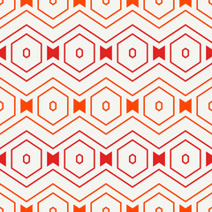 Zigzag seamless pattern. Hexagon mosaic tiles ornament. Ethnic surface print. Repeated geometric figures background
