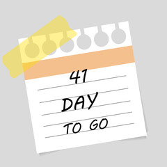 Vector illustration. Deadline, calendar, notebook, time management. 41 days left