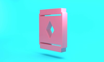 Pink Magic carpet icon isolated on turquoise blue background. Minimalism concept. 3D render illustration