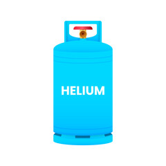 Flat helium cylinder. Metal tank with liquefied helium. Vector stock illustration.