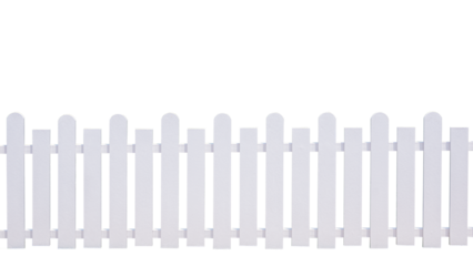 White artificial wooden picket on transparent background, png file