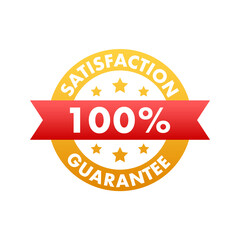 Ribbon with gold 100 guarantee. Banner sale. Business circle. Approval icon. Vector stock illustration