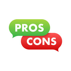 Pros cons in flat style. Flat icon. Check mark icon