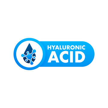 Hyaluronic acid in abstract style on blue background. Medical infographic.