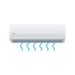 Air conditioner with cold and warm air in flat style. Vector icon. Abstract air conditioner for promo design