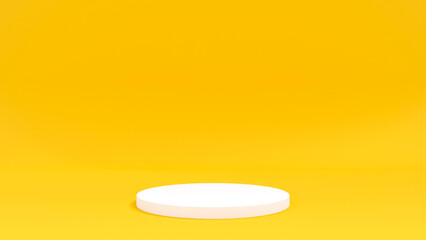 Yellow podium for different products, yellow background - 3d rendering