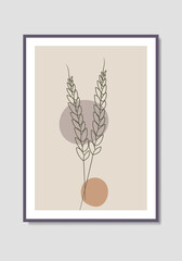 Abstract Wheat Sheaf Wall Art Poster Canvas Line Illustration Vector Art