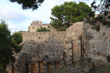 Fototapeta na wymiar Old medieval walls of the Castle of Sagunto, Valencia, Spain