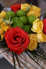 bouquet of roses on a table