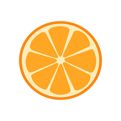 Orange fruit slice. Illustration in flat style isolated on white. Piece of orange.