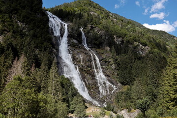The magnificent Nardis waterfalls in Val di Genova, Trentino, Italy.