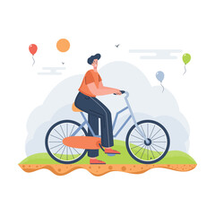 boy doing the cycling illustration