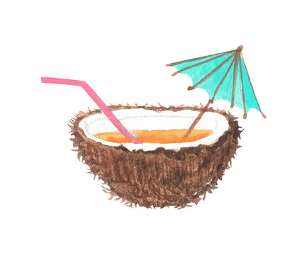 coconut umbrella cocktail