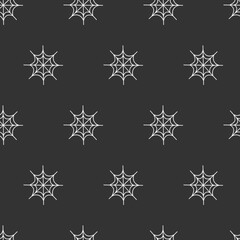 Hand drawn cute autumn seamless pattern with little spider web. Flat vector spooky Halloween print design in doodle style. Repeated geometric background, textile, wrapping or wallpaper.