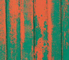 green fence with splashes of orange paint as a background