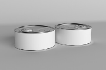 3d render silver metal tin can isolated on white background mockup