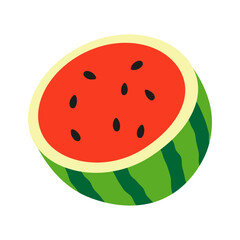 Fresh and juicy half of watermelon isolated on white background