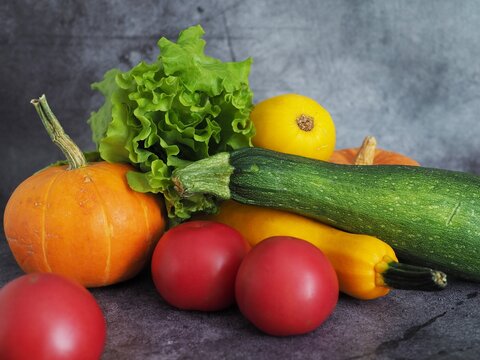 vegetables and green in dark background 