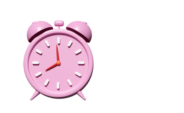 3d cartoon character alarm clock wake up time morning with space isolated. concept 3d render illustration