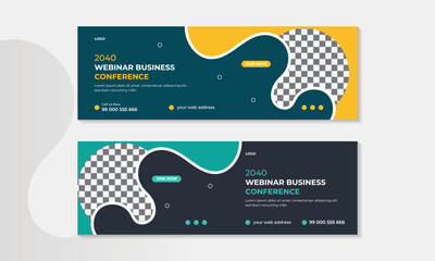 Fototapeta Webinar business conference or social media post web banner template. Usable for web banner or cover design. obraz
