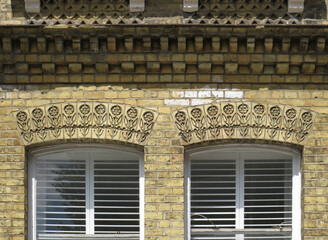 Detail of Revival decoration in a house in the city of Brighton. England. United Kingdom.