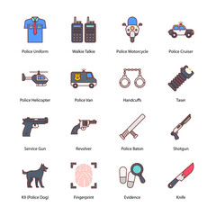 Law Enforcement Filled Icons - Stroked, Vectors © Vectors