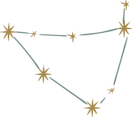 Obraz premium Constellations, celestial objects, stars, planets, sun, moon, space elements in doodle style