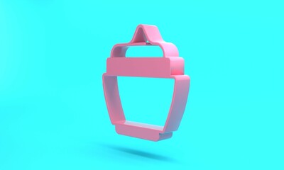 Pink Cream or lotion cosmetic tube icon isolated on turquoise blue background. Body care products for woman. Minimalism concept. 3D render illustration