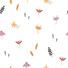 vector illustration with colorful plants, pattern. for fabric, packaging, textile, wallpaper, apparel.