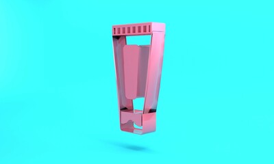 Pink Cream or lotion cosmetic tube icon isolated on turquoise blue background. Body care products for woman. Minimalism concept. 3D render illustration
