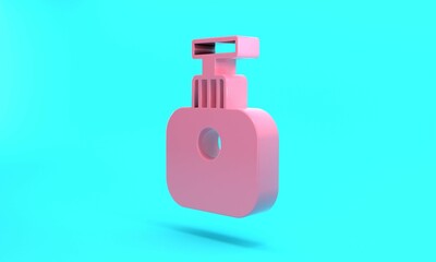 Pink Tube of hand cream icon isolated on turquoise blue background. Minimalism concept. 3D render illustration
