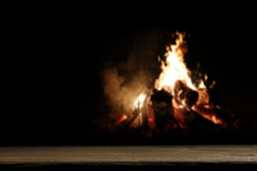 Desk of free space and campfire. 