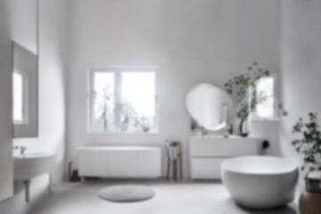 Fototapeta na wymiar Modern white bathroom. Blurred interior background.