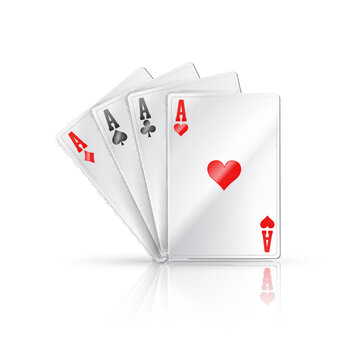 ace poker realistic vector. card game, casino play, blackjack spade, club ace poker 3d isolated illustration