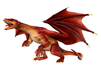 3D Rendering Fairy Tale Dragon on White