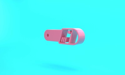 Pink Chainsaw icon isolated on turquoise blue background. Minimalism concept. 3D render illustration