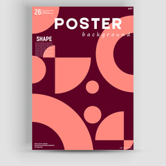 Bauhaus inspired graphic design of vector poster mockup created with vector abstract elements, lines and bold geometric shapes, useful for poster art, front page design, decorative prints.