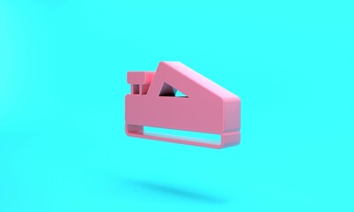 Pink Wood plane tool for woodworker hand crafted icon isolated on turquoise blue background. Jointer plane. Minimalism concept. 3D render illustration